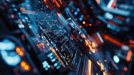 Futuristic Tech Interface Digital HUD Sci Fi Control Panel Abstract Background