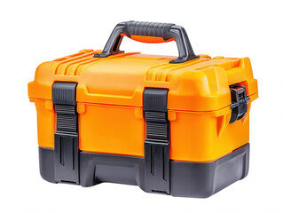 Orange Toolbox Security Compartments Combination Lock Storage Dark Background High Resolution
