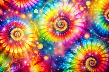 Vibrant Tie Dye Abstract Background with Colorful Bokeh Effect for Creative Projects, Offering a Unique Textured Design Perfect for Wallpapers, Website Backgrounds, and Art Prints