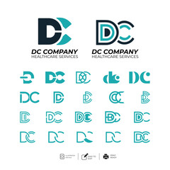vector DC Letter minimalist creative business company Logo Design Free Icon