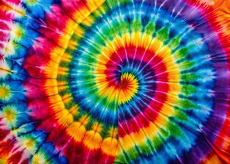 Obraz premium Vibrant Tie Dye Fabric Texture in Rainbow Colors with Copy Space for Creative Designs and Background Use