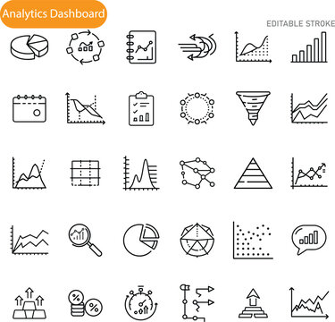 Data Analytics Dashboard Icons Charts, Graphs, and Business Metrics