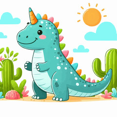 Obraz premium a cartoon dinosaur in the background.