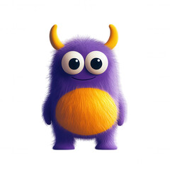 Fototapeta premium Whimsical Purple Cartoon Creature Digital Illustration - Playful Mammal Fish Hybrid