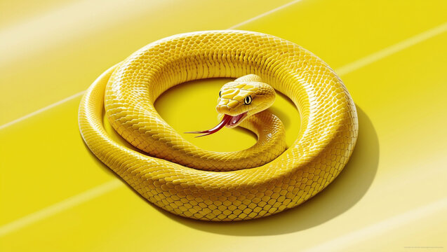 yellow snake on a yellow background