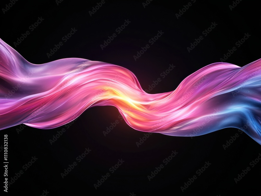 Poster a vibrant wave of colors flowing gracefully against a dark background, creating a sense of motion an