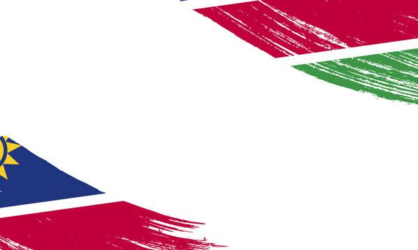Namibia Flag with Brush Stroke Effect, Grunge brush stroke. Watercolor painting flag