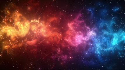 Fototapeta premium A vibrant cosmic scene showcasing colorful nebulae and stars in a vast galaxy.