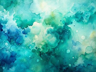 Vintage Style Abstract Watercolor Background in Blue and Teal Green with Fluid Texture for Creative Designs, Banners, and Artistic Projects