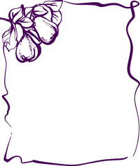 Cozy autumn. Wavy frame with a plot picture on the theme of autumn in purple. Flat digital illustration on a transparent background (png)