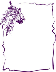 Cozy autumn. Wavy frame with a plot picture on the theme of autumn in purple. Flat digital illustration on a transparent background (png)