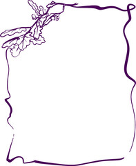 Cozy autumn. Wavy frame with a plot picture on the theme of autumn in purple. Flat digital illustration on a transparent background (png)