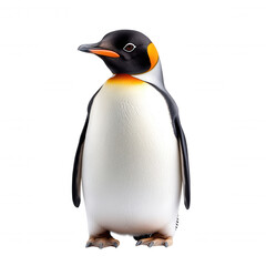 Fototapeta premium Adorable Digital Penguin Portrait on Black Background with Yellow Beak & Orange Feet