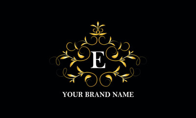 Elegant sophisticated logo with initial letter E. Vintage monogram, business sign, symbol. Vector illustration.