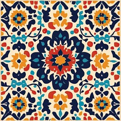 Fototapeta premium Colorful Abstract Floral Pattern Tile Design