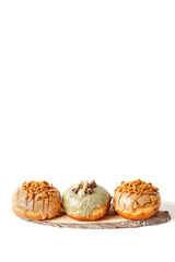 Delicious beautiful donuts sufganiyot traditional Jewish treat for the holiday of Hanukkah