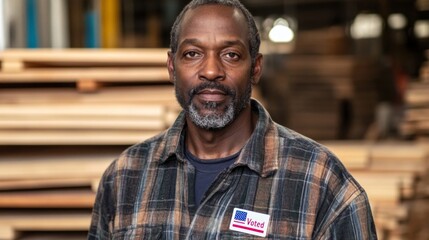 Fototapeta premium Dedicated Worker in a Wood Industry Setting