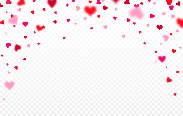 Hearts confetti. Confetti celebration Valentines day party background design, Falling shiny love confetti isolated on transparent background, heart, confetti,