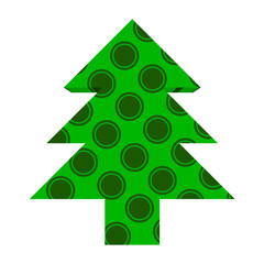 3D bright Christmas Tree with a green pattern on transparent background