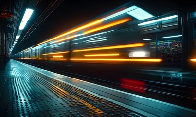 Fototapeta premium Fast train in motion. Concepts of transportation, travel, logistics, and tourism,