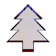 3D glass Christmas Tree ith blue edging on transparent background