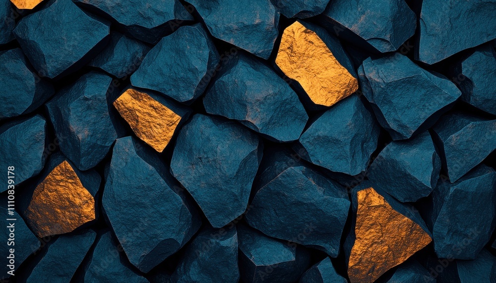 Poster a textured background featuring dark stones with occasional vibrant gold accents, creating a strikin