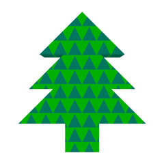 3D bright Christmas Tree with a green pattern on transparent background