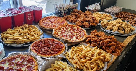 Fototapeta premium Assorted Take-Out Food. AI generated illustration.