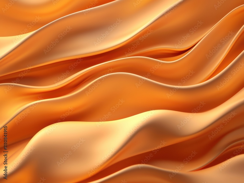 Poster a flowing, textured fabric in warm orange tones, creating an elegant and soft visual effect with smo