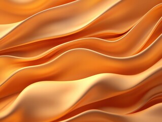 Obraz premium A flowing, textured fabric in warm orange tones, creating an elegant and soft visual effect with smooth curves and waves.