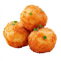 Macro Shot of Crispy Golden Hushpuppies American Signature Side Dish Isolated on White