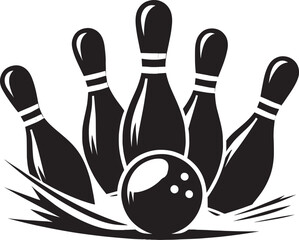 Bowling ball strike pin silhouette vector illustration isolated on a white background