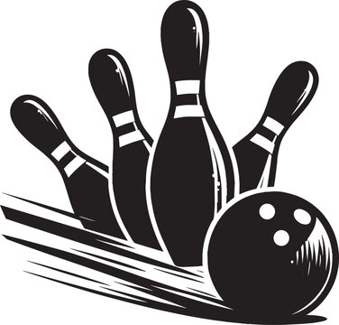recommend clip art: Bowling ball strike pin silhouette vector illustration isolated on a white background