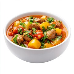 Macro Shot of a Savory Paraguayan Side Dish Kivev Plated and Isolated on White Background