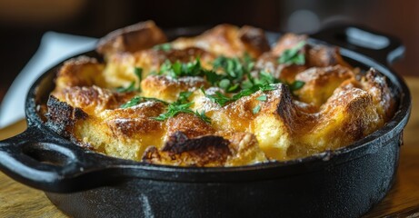 Premium Restaurant Bread Pudding. AI generated illustration.