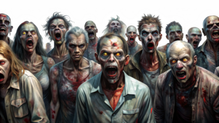 The horde of zombies isolated on a transparent background..png2.png
