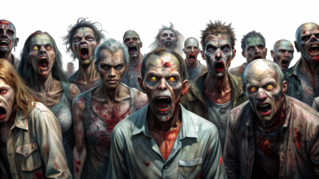 The horde of zombies isolated on a transparent background..png2.png