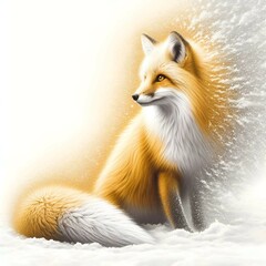 Obraz premium This elegant fox exudes beauty and tranquility as it lies amidst a serene, snow-covered setting.