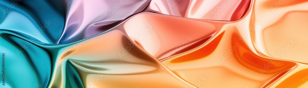 Fototapete a vibrant blend of colorful, silky fabric with smooth folds and gentle waves, creating a striking vi