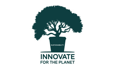 Sustainability Vector Silhouettes and Vector Clip Art Logo Icons Set Highlighting Artificial Intelligence and Technology Concepts