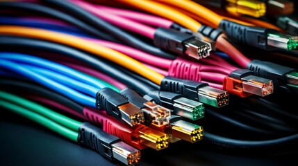 A photo of different types of network cables