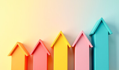 colorful toy houses on a bright background