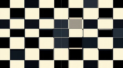 Monochromatic checkered pattern with bold contrasting squares