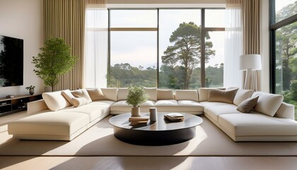 "Modern Tranquility: Light-Filled Living Room Design"
