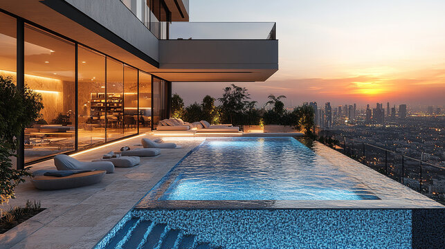 Luxurious Rooftop Infinity Pool with City Views