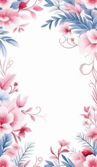 Obraz premium a floral background with pink and blue flowers and leaves