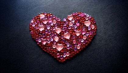Fototapeta premium alentine’s Day logo-style image with a heart made of tiny red and pink gemstones