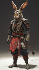 Anthropomorphic Rabbit Warrior in Ancient Armor