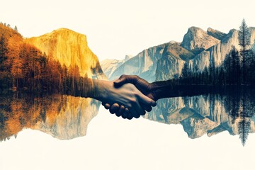 Unity in Diversity: A Handshake Against the Yosemite's Majestic Backdrop