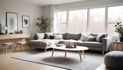 Scandinavian living room interior design zoom background